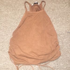 suede crop top with laces